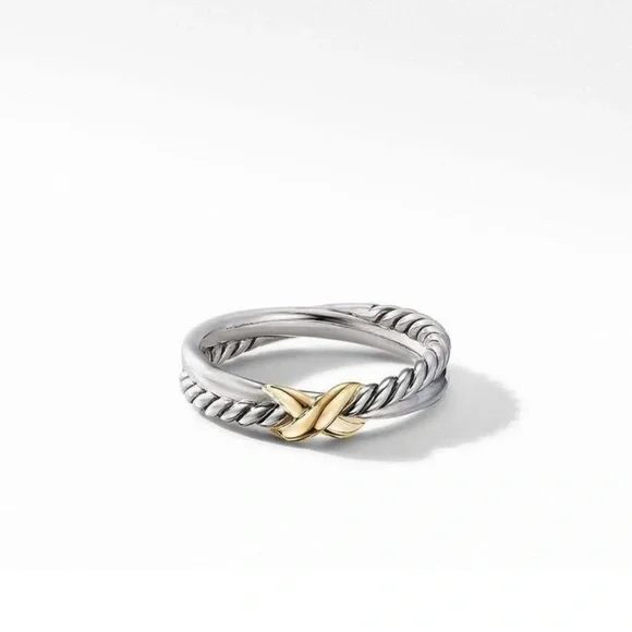 David yurman crossover ring Elegant Silver and Gold Women's Ring - Picture 2 of 7